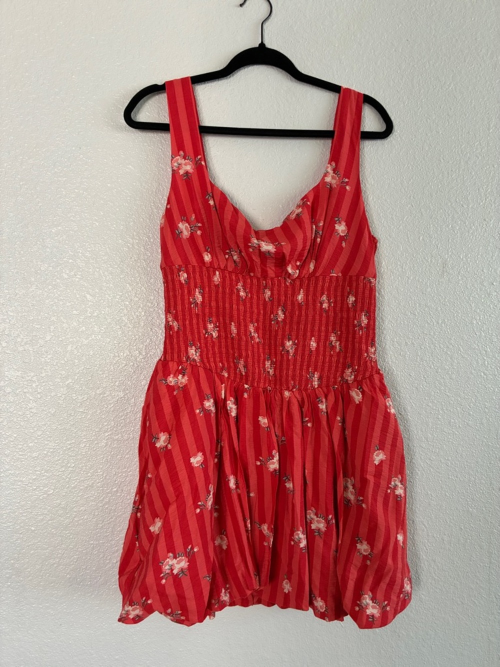 Anthropology Red Floral Striped Sleeveless Sundress